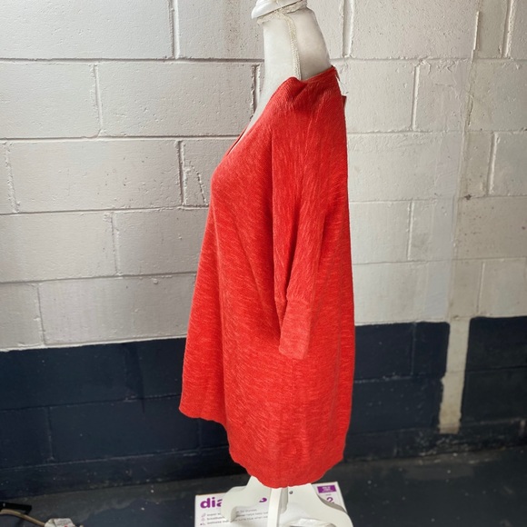 Eileen Fisher Knit V-Neck Top Tee Orange Small - Picture 6 of 8